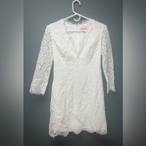 Lilly Pulitzer White Diamond Lace Meryl 3/4 Sleeves - Bridal, Resort, Engagement - Picture 3 of 14